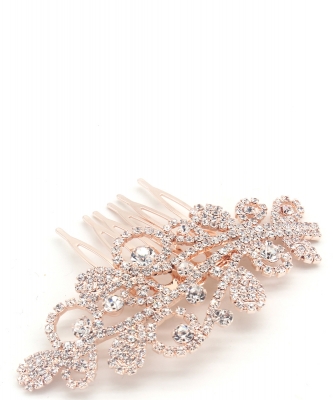 Rhinestone Hair Comb HM300116 ROSEGOLD CL